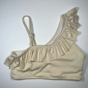 SHEIN Cream Ruffle Kids Bikini Top